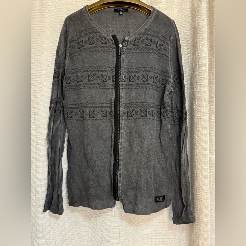 CNC Costume National Charcoal Zip-Up Sweater
